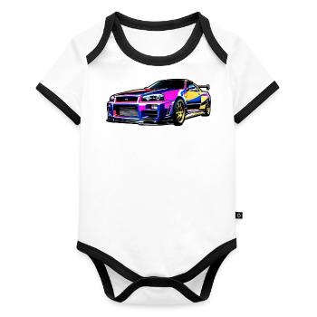 Jdm / Tuning / Turbocompresseur / Jantes / Chiptuning - Body Bébé bio contrasté manches courtes - blanc/noir  - Devant