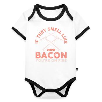 Smell Like Bacon Schweißer Schweißen Geschenk - Baby Bio-Kurzarm-Kontrastbody - Weiß/Schwarz  - Vorne