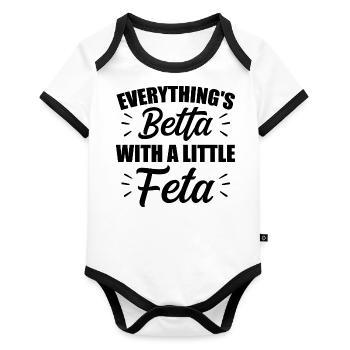 Betta Fisch Fisch Fisch Aquarium Geschenk - Baby Bio-Kurzarm-Kontrastbody - Weiß/Schwarz  - Vorne