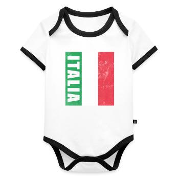 Drapeau de l’Italie fier cadeau de voyage italien - Body Bébé bio contrasté manches courtes - blanc/noir  - Devant