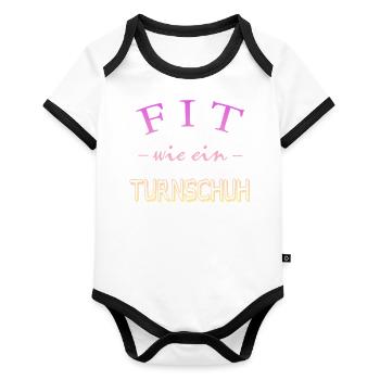 Fit wie ein Turnschuh - Baby Bio-Kurzarm-Kontrastbody - Weiß/Schwarz  - Vorne