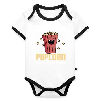 Crispy Popcorn Delight - Popcorn Machine - Organic Baby Contrasting Bodysuit - white/black  - Front