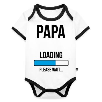 Futur Papa - à personnaliser - Body Bébé bio contrasté manches courtes - blanc/noir  - Devant