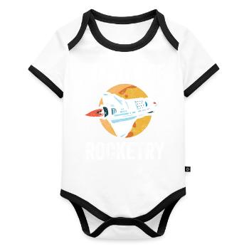 Aerospace Engineer Saying: Master Of Rockerty - Organic Baby Contrasting Bodysuit - white/black  - Front