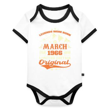 Cadeau D'anniversaire Nées En Mars 1966 Vintage - Body Bébé bio contrasté manches courtes - blanc/noir  - Devant