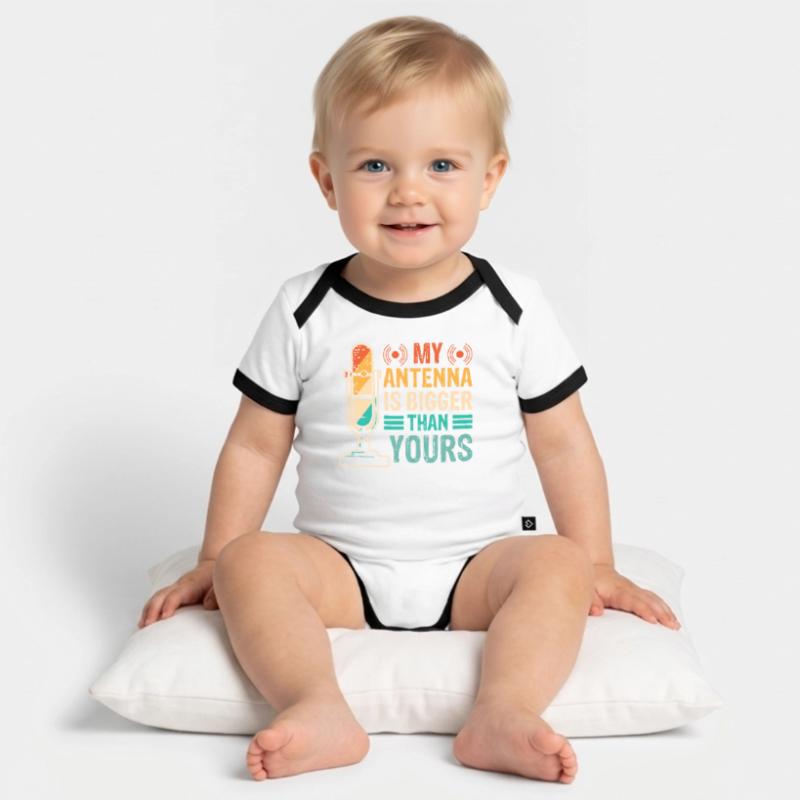Radio Operator Transmitter Fequenz Communication Organic Baby Contrasting Bodysuit