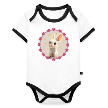 Sweet Rabbit Hare - Organic Baby Contrasting Bodysuit - white/black  - Front