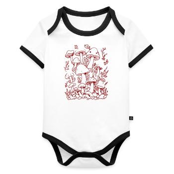 Fungi - Organic Baby Contrasting Bodysuit - white/black  - Front