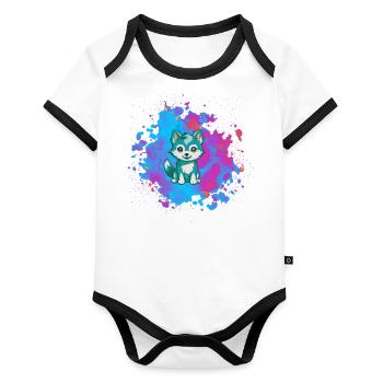 Little Wolf - Organic Baby Contrasting Bodysuit - white/black  - Front