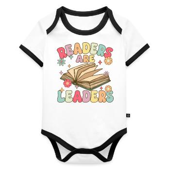 Groovy Book Reader - Organic Baby Contrasting Bodysuit - white/black  - Front