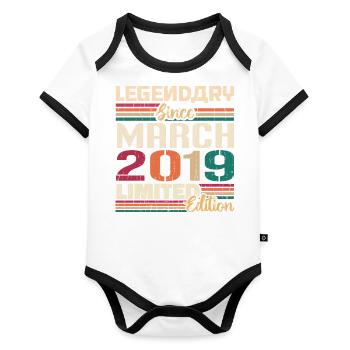 Mars 2019 Millésime Born Vintage Anniversaire - Body Bébé bio contrasté manches courtes - blanc/noir  - Devant