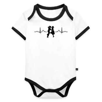 Dancing Heartbeat Swing 60s Boogie Woogie - Organic Baby Contrasting Bodysuit - white/black  - Front