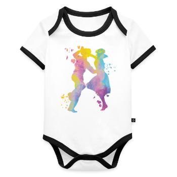 Tanzen Swing 60s Boogie Woogie - Baby Bio-Kurzarm-Kontrastbody - Weiß/Schwarz  - Vorne