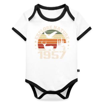 1957 Classic Hunter Anniversary Gift 1957 - Organic Baby Contrasting Bodysuit - white/black  - Front