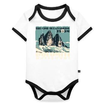 Dolomites de Tre Cime Lavaredo Dolomites des Trois Pics - Body Bébé bio contrasté manches courtes - blanc/noir  - Devant