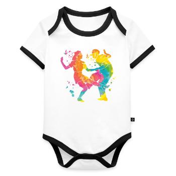 Dancing Swing 60s Boogie Woogie - Organic Baby Contrasting Bodysuit - white/black  - Front