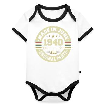 June 1940 Birthday Present June 1940 June 1940 - Organic Baby Contrasting Bodysuit - white/black  - Front
