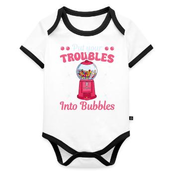 Troubles Into Bubbles Chewing Gum Nostalgia - Organic Baby Contrasting Bodysuit - white/black  - Front