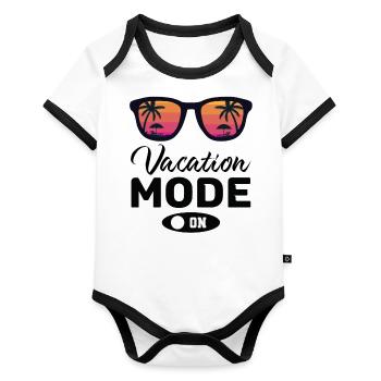 Vacation Mode with Sunglasses Urlaub Modus Brille - Organic Baby Contrasting Bodysuit - white/black  - Front