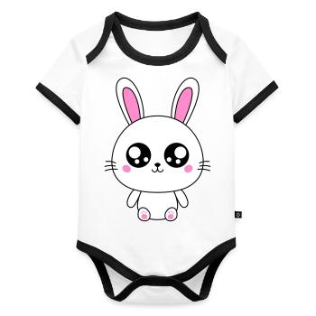 Lapin mignon - Body Bébé bio contrasté manches courtes - blanc/noir  - Devant
