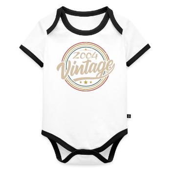 2004 Vintage 2004 Birthday Gift - Retro Style 2004 - Body Bébé bio contrasté manches courtes - blanc/noir  - Devant