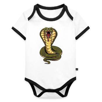 serpent serpent reproduction terrarium serpent venimeux - Body Bébé bio contrasté manches courtes - blanc/noir  - Devant