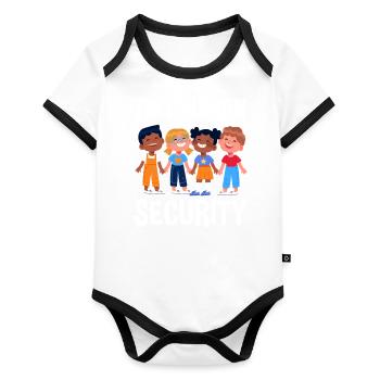 Little people safety daycare center - Organic Baby Contrasting Bodysuit - white/black  - Front