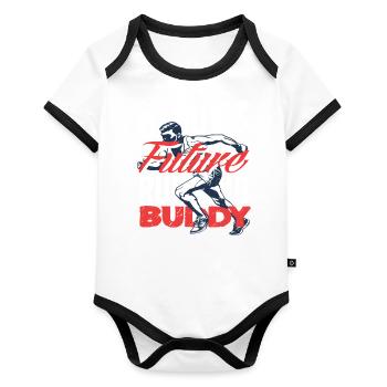 Motif du futur partenaire de course de papa - Body Bébé bio contrasté manches courtes - blanc/noir  - Devant