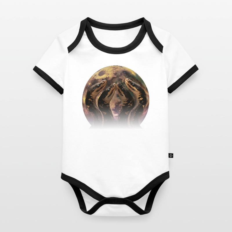 Ball Python Snake Howling Moon Organic Baby Contrasting Bodysuit