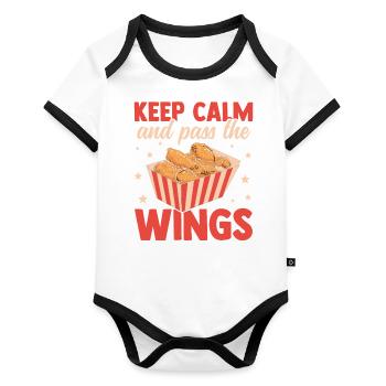 Crispy Wings Hot Chicken Wings - Organic Baby Contrasting Bodysuit - white/black  - Front