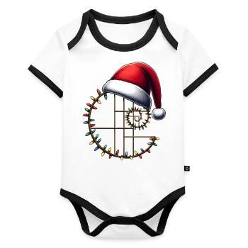 Fibonacci Goldener Schnitt Heilige Geometrie - Baby Bio-Kurzarm-Kontrastbody - Weiß/Schwarz  - Vorne