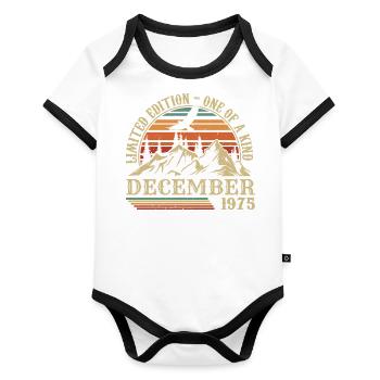 Vintage December 1975, Awesome since December 1975 - Organic Baby Contrasting Bodysuit - white/black  - Front