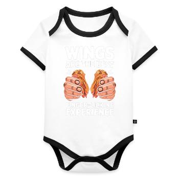 Funny Chicken Wings Spurch Crispy Wings - Organic Baby Contrasting Bodysuit - white/black  - Front