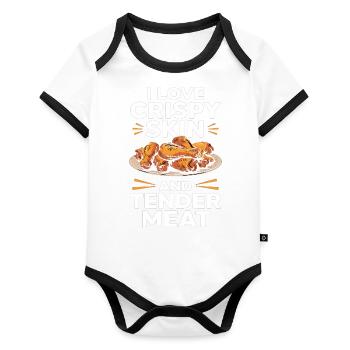 Chicken Wings Lover Crispy Skin Tender Meat - Organic Baby Contrasting Bodysuit - white/black  - Front