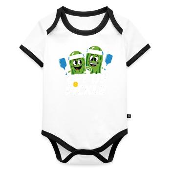Funny Pickleball Cucumber Lover Ball Sport - Organic Baby Contrasting Bodysuit - white/black  - Front