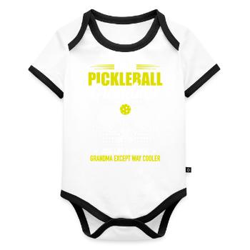 Granny Pickleball Player Dinking Team Gift - Organic Baby Contrasting Bodysuit - white/black  - Front