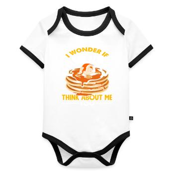 Pancakes also think of me funny - Organic Baby Contrasting Bodysuit - white/black  - Front