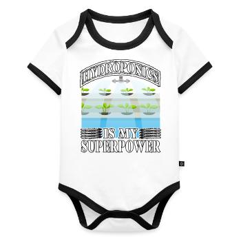 Hydroponics is my superpower - Organic Baby Contrasting Bodysuit - white/black  - Front