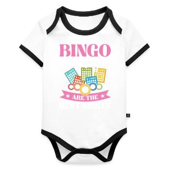 Bingo Card Perfect for Game Nights Women - Organic Baby Contrasting Bodysuit - white/black  - Front