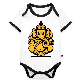 Ganesha Elephant No.04.2_2c - Organic Baby Contrasting Bodysuit - white/black  - Front