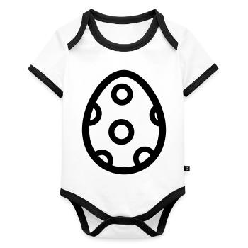 Ei - Baby Bio-Kurzarm-Kontrastbody - Weiß/Schwarz  - Vorne