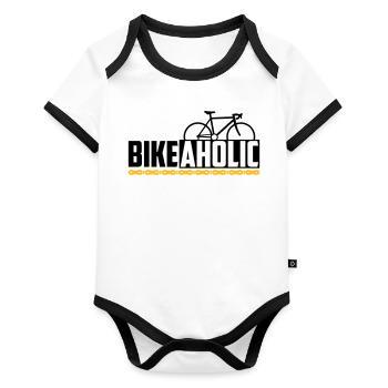 bike a holic - Organic Baby Contrasting Bodysuit - white/black  - Front