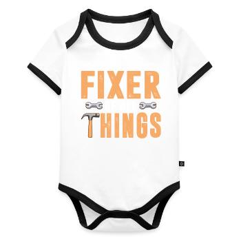 Fixer Of All Things Mechanic Dad - Organic Baby Contrasting Bodysuit - white/black  - Front