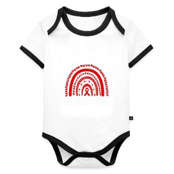 Red Ribbon Week We Wear Red Ribbon Week Awareness - Organic Baby Contrasting Bodysuit - white/black  - Front