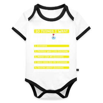 Chicken Agriculture Farming Poultry Farm - Organic Baby Contrasting Bodysuit - white/black  - Front