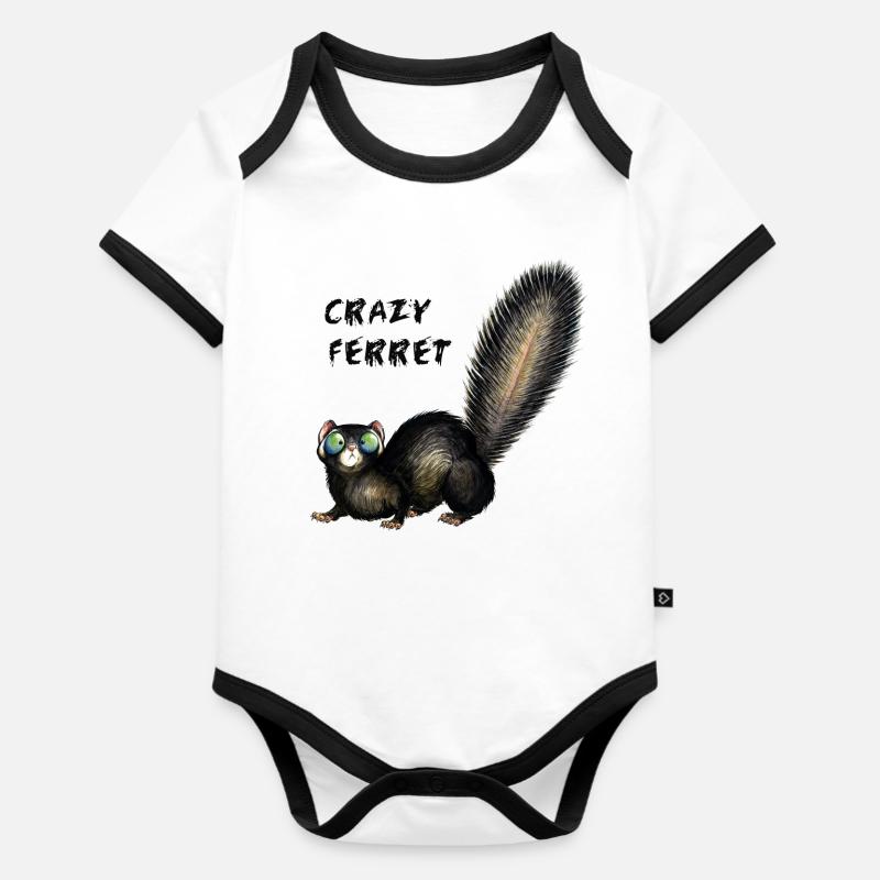 Frettchen Foufou-Mignon-Hug - Baby Bio-Kurzarm-Kontrastbody - Weiß/Schwarz