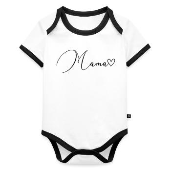 Mom Font - Organic Baby Contrasting Bodysuit - white/black  - Front