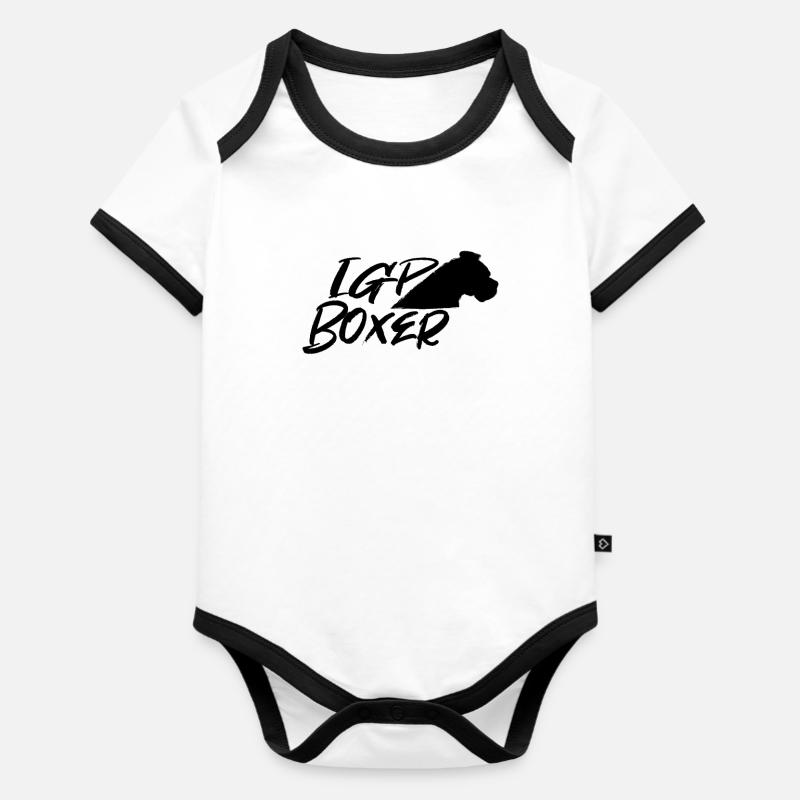 IGP Boxer Noir - Body Bébé bio contrasté manches courtes - blanc/noir 