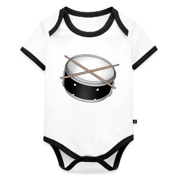 drum - Organic Baby Contrasting Bodysuit - white/black  - Front