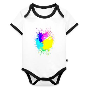 Taches de couleur Huntergrund Coloré Art - Body Bébé bio contrasté manches courtes - blanc/noir  - Devant